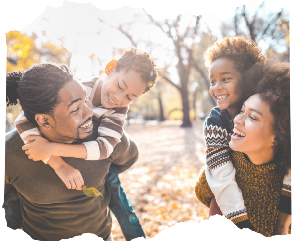 Family having fun outdoors in the fall